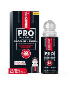 Absorbine Jr. PRO No-Mess Lidocaine Roll On, Maximum Strength Numbing Pain Relief with Phenol for Fast-Acting Relief of Nerve Pain, Muscle Aches, and Joint Discomfort, Non-Greasy Formula, (2.5 oz.)