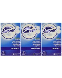 Alka-Seltzer Original Effervescent Tablets with Aspirin, 12-Count (Pack of 3)