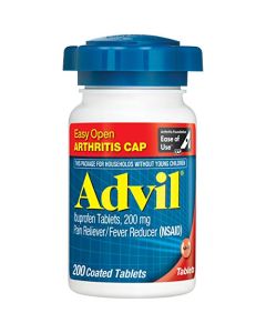 Advil (200 Count) Easy Open Arthritis Cap Pain Reliever/Fever Reducer Coated Tablet, 200mg Ibuprofen, Temporary Pain Relief