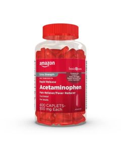 Amazon Basic Care Rapid Release Acetaminophen Caplets 500 mg, Extra Strength Pain Reliever and Fever Reducer, 400 Count