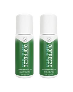 Biofreeze 13868 Roll-On Pain-Relieving Gel, 3 FL oz, Colorless, Backache, Strains, Bruises, & Sprains, Pack of 2