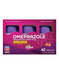 Rite Aid Acid Reducer Omeprazole Delayed Release Tablets - 20 mg, 3 Bottles, 14 Count Each (42 Count Total) - Heartburn Relief - Heartburn Medicine - Treats Frequent Heartburn
