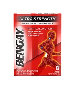 Bengay Ultra Strength Pain Relief Patch for Muscle, Pain, Large 3.9 x 7.9 inches, 4 Count