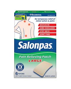 Salonpas Pain Relieving Patch, LARGE, 6 Count, for Back, Neck, Shoulder, Knee Pain and Muscle Soreness, 8 Hour Pain Relief