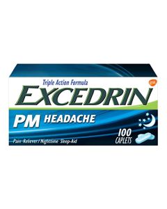 Excedrin PM Sleep Aid with Headache Relief Caplets for Nighttime Headaches and Sleeplessness - 100 Count