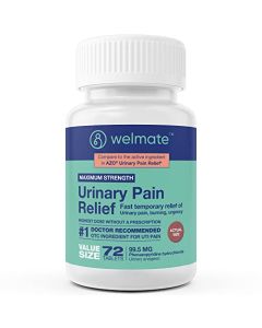 WELMATE Urinary Pain Relief | UTI Relief | Fast Acting | Bladder Discomfort & Pain Relief | Phenazopyridine Hydrochloride 99.5mg | 72 Count Tablets