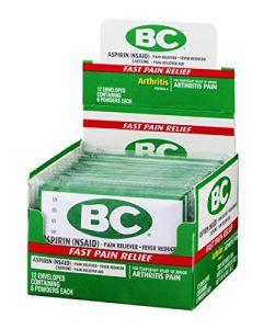 BC Aspirin Powder Arthritis Pain 12 Envelopes Containing 6 Powders Each