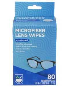 Rite Aid Soft Lens Cleaning Soft Wipes, Premoistened, Individually Wrapped Packets - 80 Count | Quick Drying, Anti-Streak Formula| Eyeglass Cleaning Wipes | Eye Glass Cleaner and Cloths | Lens Wipes
