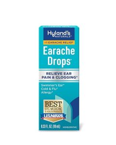 Hyland's Naturals Earache Drops, Natural Relief of Swimmer's Ear, Cold & Flu, Allergy Symptoms, Ages 2 & up, Day & Night, 0.33 Fl Oz