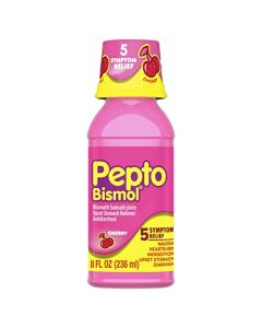 Pepto Bismol Liquid for Nausea, Heartburn, Indigestion, Upset Stomach, and Diarrhea Relief, Cherry Flavor 8 oz