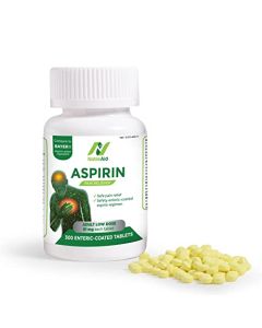 NobleAid Pure Low Dose Baby Aspirin 81mg for Adults, 300 Count Enteric Coated Aspirin Tablets for Men and Women, Safe Fever Reducer, Pain Reliever for Headache, Arthritis, Cramps, and Inflammation