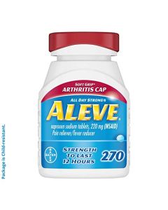 Aleve Soft Grip Arthritis Cap Tablets, Fast Acting All Day Pain Relief for Headaches, Muscle Aches, and Fever Reduction, Naproxen Sodium Capsules, 220 mg, 270 Count