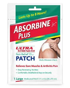 (Pack of 8) Absorbine Plus Jr, Ultra Strength Pain Relief Patch, Size large, Medicated Patch 5 1/2" x 4"