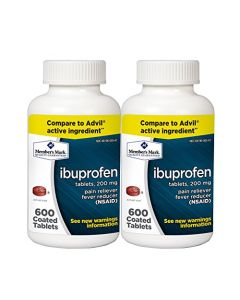Member's Mark Ibuprofen Coated Tablets 200mg Pain Reliever Fever Reducer Nsaid (2 bottles (1200 tablets))