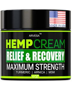 Natural Hemp Cream for Joints, Back, Neck, Elbows with Hemp + Turmeric + Arnica | Natural Hemp Oil Extract Gel - Made in The USA - 4 fl oz