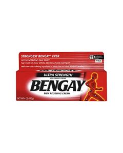 Ultra Strength Bengay Topical Pain Relief Cream, Non-Greasy Topical Analgesic for Minor Arthritis, Muscle, Joint, and Back Pain, Camphor, Menthol & Methyl Salicylate, 4 oz