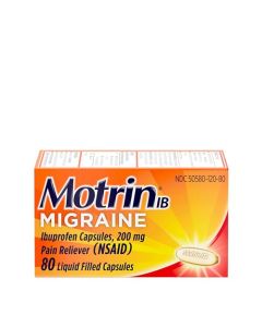 Motrin IB Migraine Liquid Gel Caps, Ibuprofen 200 mg, Migraine Relief Medicine, 80 Ct