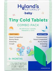 Hyland's Infant and Baby Cold Medicine, Naturals Tiny Cold Tablets, Day & Night Value Pack, Decongestant and Cough Relief, 250 Quick-Dissolving Tablets